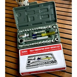AIWA 40pcs Combination Socket Wrench Set, Best Quality | 1/4" & 3/8" Drive S.A.E. & Metric Size Combination Set