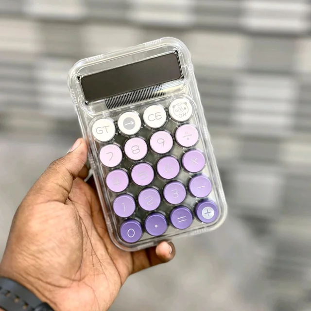 Aesthetic Purple Calculator with Round Keys | 12-Digit Display | Solar + Battery Dual Power