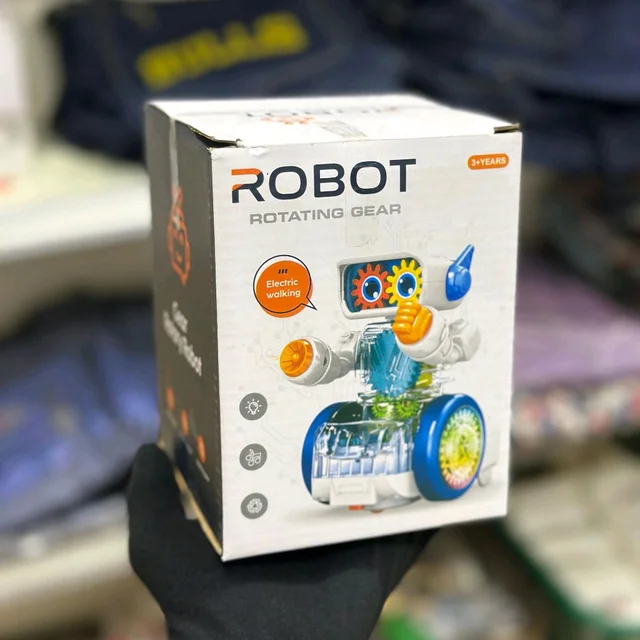 Rotating Gear Robot Toy – Light-Up, Music & Electric Walking