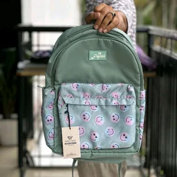 Wolfric Trendy Emoji Print Backpack – Lightweight & Stylish for School, College & Daily Use - SRB1