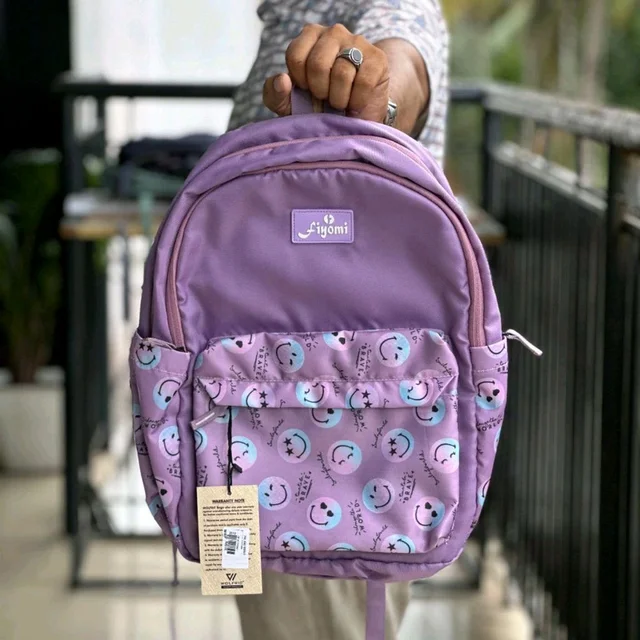 Wolfric Trendy Emoji Print Backpack – Lightweight & Stylish for School, College & Daily Use - SRB4