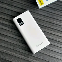 Troops PD65W 20000mAh Fast Charging Power Bank | Dual USB + Type-C Output | Digital Display | Compatible with All Devices - White