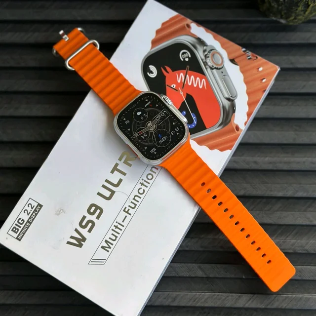 WS9 Ultra Smartwatch with GPS, Google Assistant, Games, HD Display, Bluetooth Calling & Wireless Charging | Compatible with Android & iOS | Premium Budget Ultra Smartwatch - Orange