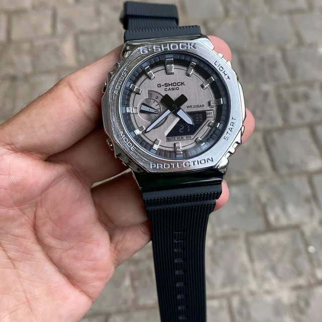 Most Demanded Analog GBM-2100B-7A Working Day Chronograph, AutoLight, World Time For Men - Silver