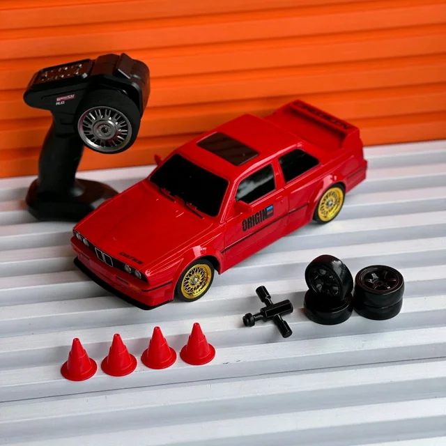 Remote Control Car 2.4GHZ High Speed Racing Car with Drift Tires, Roadblocks And LED Headlights Dual Batteries Best Birthday Gift, Holiday Gift - Red