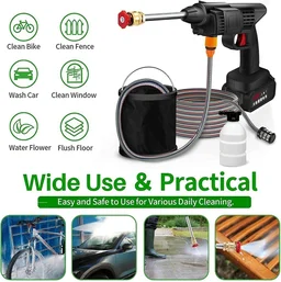ALF Cordless High-Pressure Car Washer Gun Kit- Portable Rechargeable Electric Cleaning Tool with Water Gun, Foam Cannon, 2 Batteries
