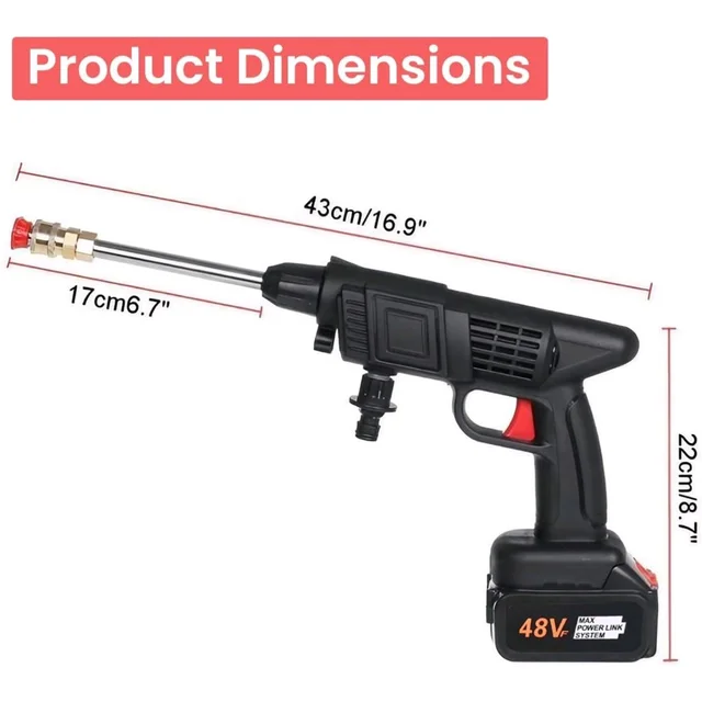 ALF Cordless High-Pressure Car Washer Gun Kit- Portable Rechargeable Electric Cleaning Tool with Water Gun, Foam Cannon, 2 Batteries