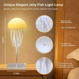 Jellyfish Baby LED Night Light – 7-Color Changing Lamp for Kids, Aurora Moonlight,Baby Room Decor, Aesthetic Gifts for Girls, Boys, Friends & Ocean Lovers Night Lamps (Hanging + Base) (Jelly Fish)
