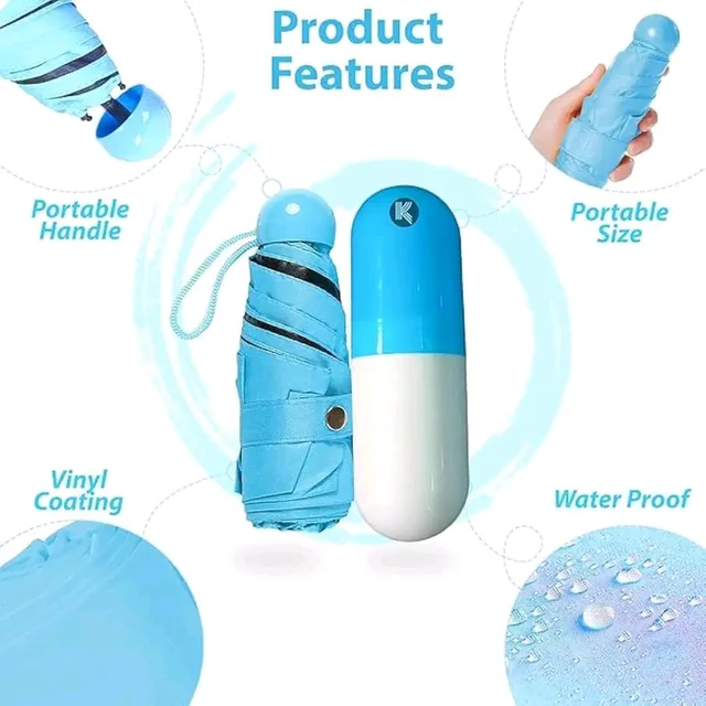 Mini Capsule Umbrella | Ultra-Compact | Water-Repellent | With Hard Shell Case