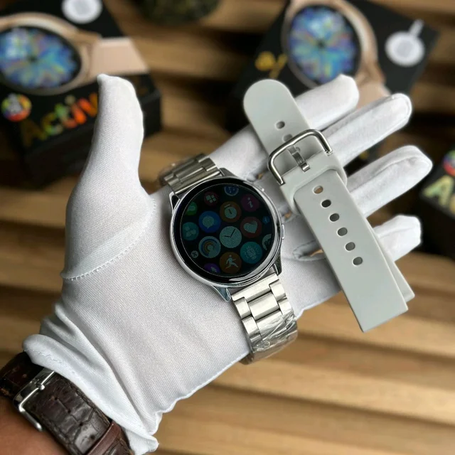 Active 2 Best Quality Smartwatch | 2.5D Curve HD Screen Full Touch Upto 1*2 days Battery Backup | Dual Strap - Silver