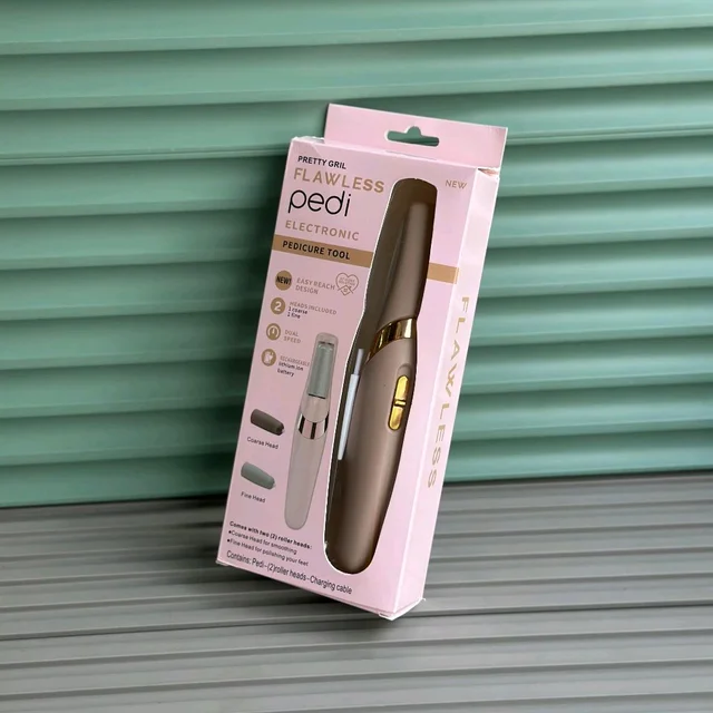 Flawless Pedi Rechargeable Foot Care Tool | 2-Speed Electric Callus Remover with Coarse & Fine Heads, USB Charging – At-Home Pedicure for Smooth Heels & Feet