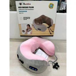 Blueidea Cordless Neck Massage Pillow | Rechargeable Vibrating U-Shaped Travel Pillow for Neck, Shoulder & Back Pain Relief | Soft Memory Foam with Adjustable Fit