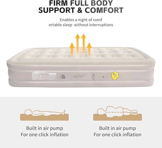 Portable Inflatable Single Folding Lazy Bed Collapsible Three-layer Airbag Strong Pressure Resistance For Travel Or Home Use, Air Mattress Plush Top Surface Blow Up Bed for Home & Camping - Single Size