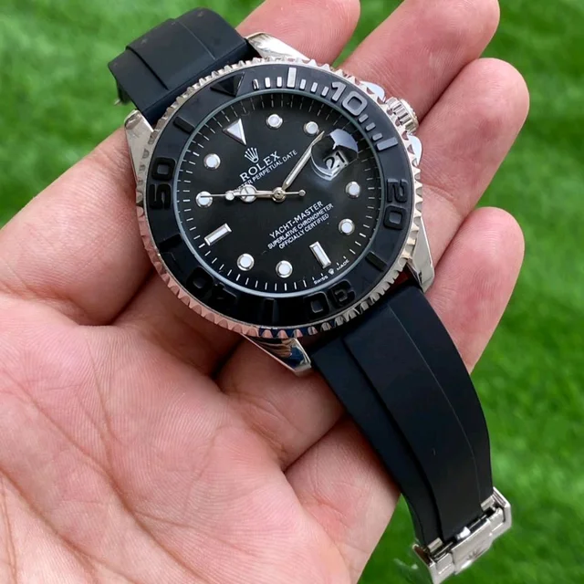 Analog Oyster Yacht-Master Heavy Quality Battery Operated Machinery Watch - Silver