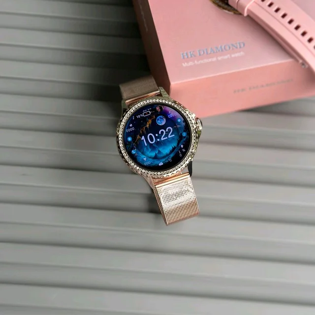 Wearfit HK Diamond Women's Smartwatch – Stylish Luxury Dial | BT Calling | Heart Rate | Dual Strap | Always-On Display | Waterproof