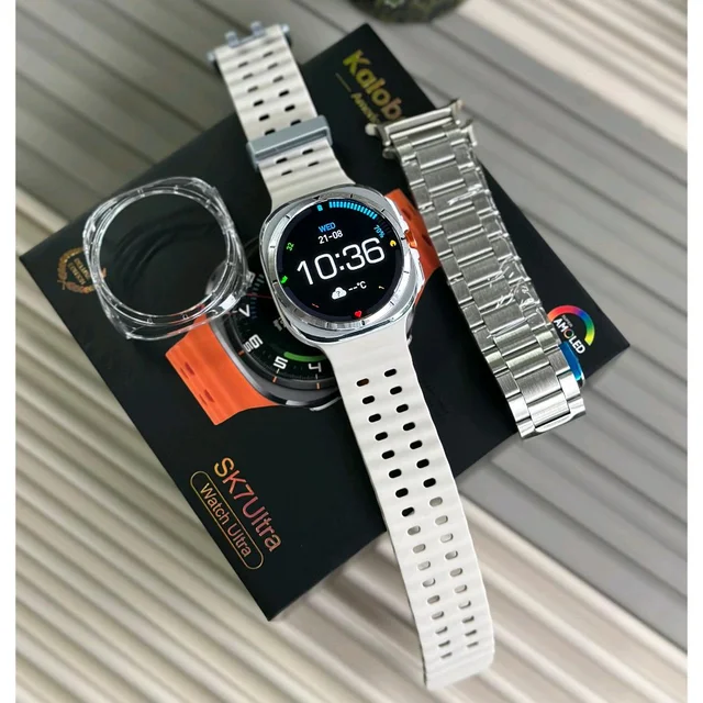 Kalobee SK7 Ultra Smartwatch – AMOLED Display | Bluetooth Calling | 100+ Sports Modes | IP67 | Wireless Charging - Silver