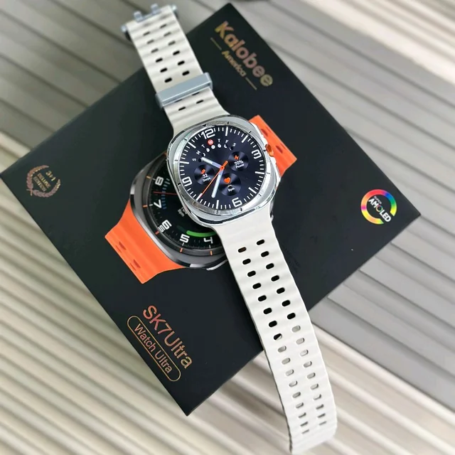 Kalobee SK7 Ultra Smartwatch – AMOLED Display | Bluetooth Calling | 100+ Sports Modes | IP67 | Wireless Charging - Silver
