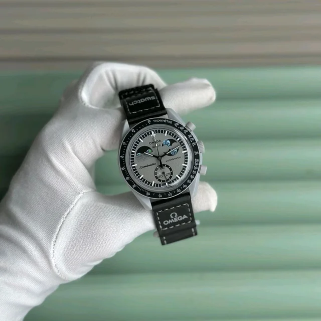 Analog Speedmaster MoonSwatch High Quality Quartz Movement Chronograph Machinery Watch - Black