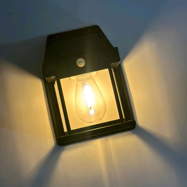 Solar Wall Lights / Lamp Outdoor, Wireless Dusk to Dawn Porch Lights Fixture, Solar Wall Lantern with 3 Modes & Motion Sensor, Waterproof Exterior Lighting with Clear Panel (1 Pc )