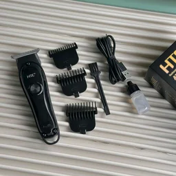 HTC AT-118 Rechargeable Hair Clipper – 2-Speed, T-Blade Design, USB Charging, with 4 Guide Combs & Cleaning Kit