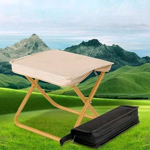 Handbag Folding Stool Zipper Bag Foldable Camping Chairs Picnic Lightweight Folding Stool | Stability & Comfort Portable Camp for Beach, Horse Tying, Fishing, Tourism, Leisure, Outdoor Small Stool