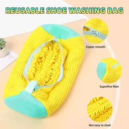 Shoe Washing Machine Bag with Microfiber Chenille Lining & Zipper Reusable Washable Scrubber Bag for Washing Machine or Manual Use 1 Pc