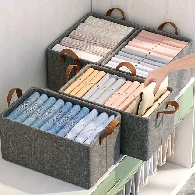 Cloth storage baskets, closet storage bins, Canvas Fabric Storage Basket for shelves, basket organizers for shelf, storage bins for clothes - Pack Of 1