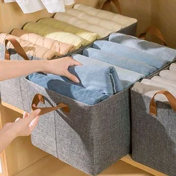 Cloth storage baskets, closet storage bins, Canvas Fabric Storage Basket for shelves, basket organizers for shelf, storage bins for clothes - Pack Of 1
