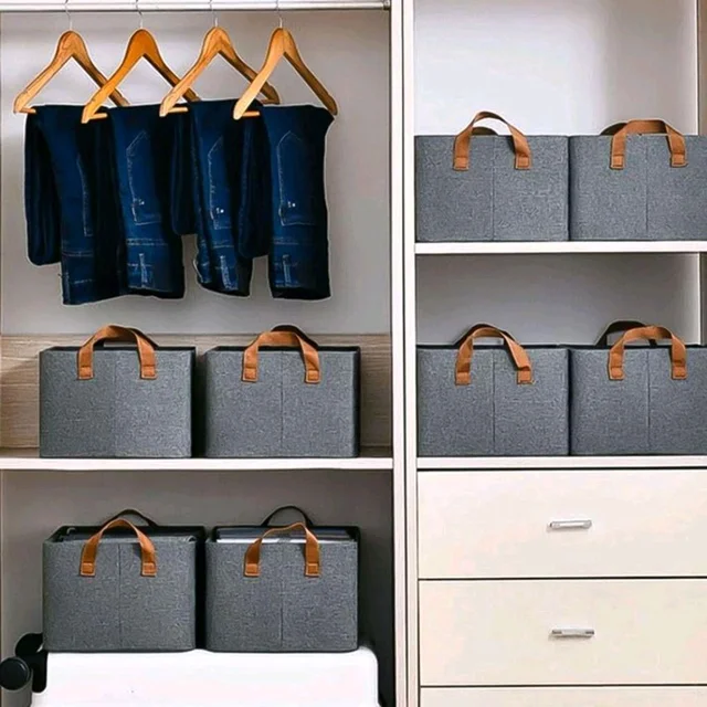 Cloth storage baskets, closet storage bins, Canvas Fabric Storage Basket for shelves, basket organizers for shelf, storage bins for clothes - Pack Of 1