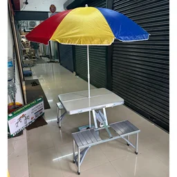 Portable 4-Seater Foldable Picnic Table with Umbrella | Outdoor Camping, Garden & Travel Use