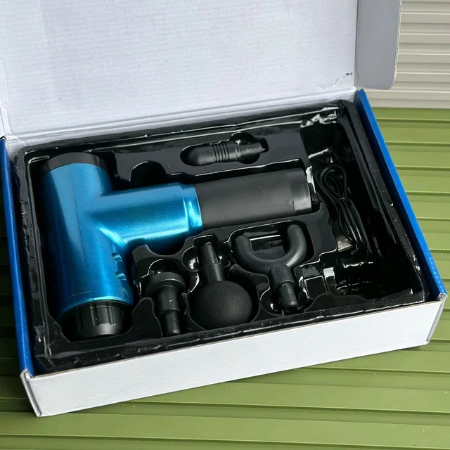 Massage Gun Physio Gun Portable 6 Speed Muscle Sports Deep Tissue Vibration Percution Therapy with 4 Head With 2000 Mah Battery