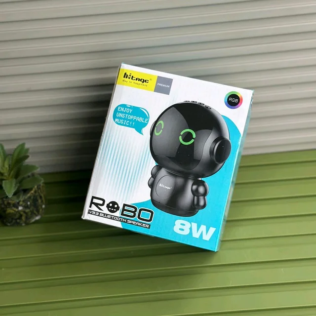 Hitage Robo 8W Bluetooth Speaker with RGB Lights, FM & USB Support
- Black