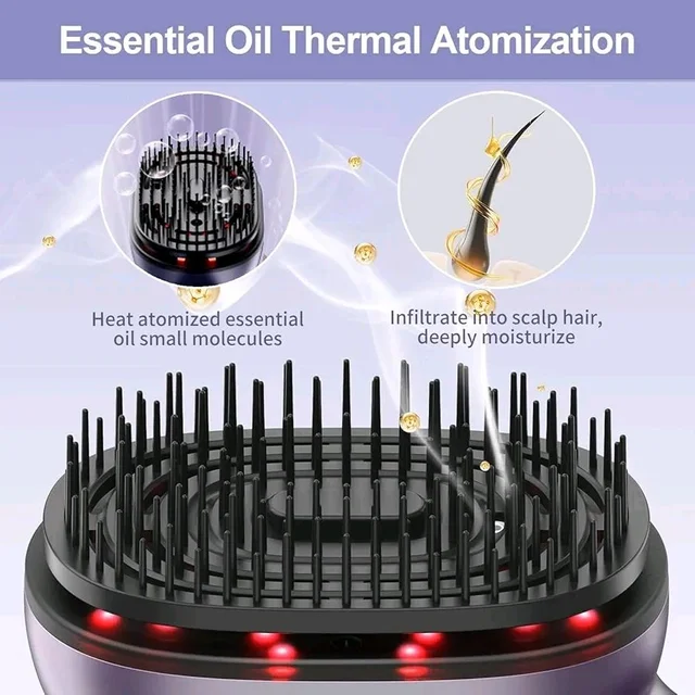Purple Scalp Massager with Vibration, Red Light Therapy & Mist Function