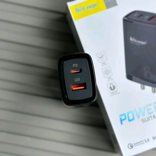 Hitage 65W PD/QC Power Adapter | Dual Port Fast Charger | Laptop & Smartphone Compatible