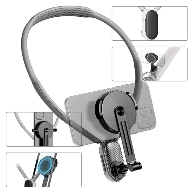 Hands-Free Mobile Phone Neck Bracket | 360° Adjustable Holder for Watching & Gaming