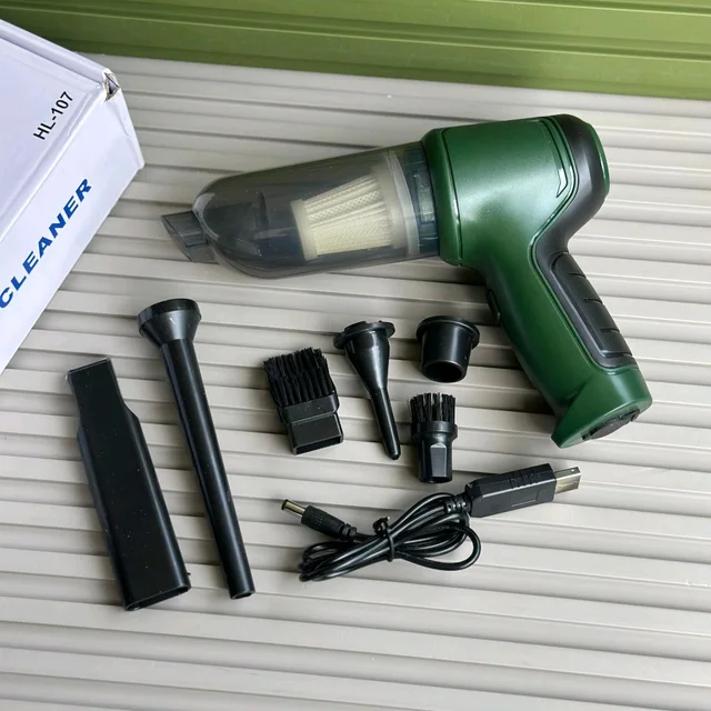 Portable Handheld Vacuum Cleaner HL-107 – High Power | Multi-Nozzle Attachments | USB Rechargeable