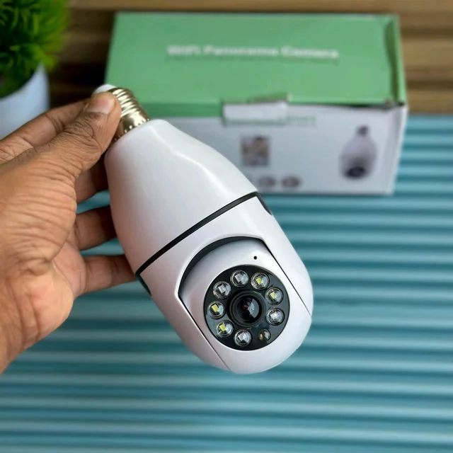 Smart WiFi Bulb Security Camera | 360° Panoramic View | Night Vision | Motion Detection | Two-Way Audio | CCTV