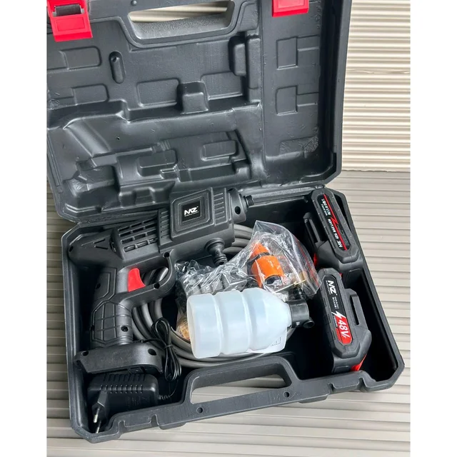 MZ WG02 48Vf Portable Spray Gun – Dual Battery High-Pressure Washer with Foam Bottle & Multi Nozzle Set
