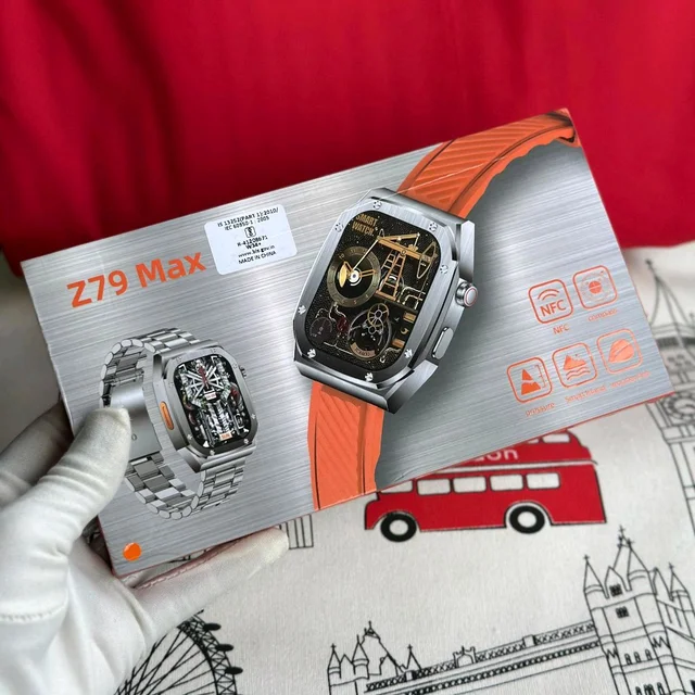 Smart Watch Z79 Max Watch, 2.1inch HD 460mah Battery, 100+sport Modes, NFC Smart Watch, Rugged Watches for Men, Fitness Watch for Men Women, - Orange