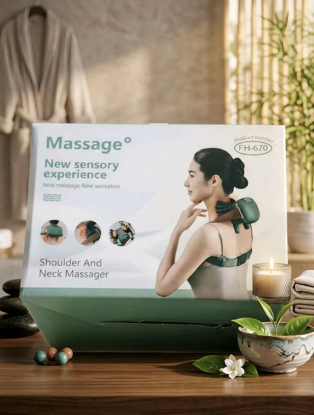 Hand-Style Heated Neck & Back Massager – Wireless 4D Deep Tissue Kneading
