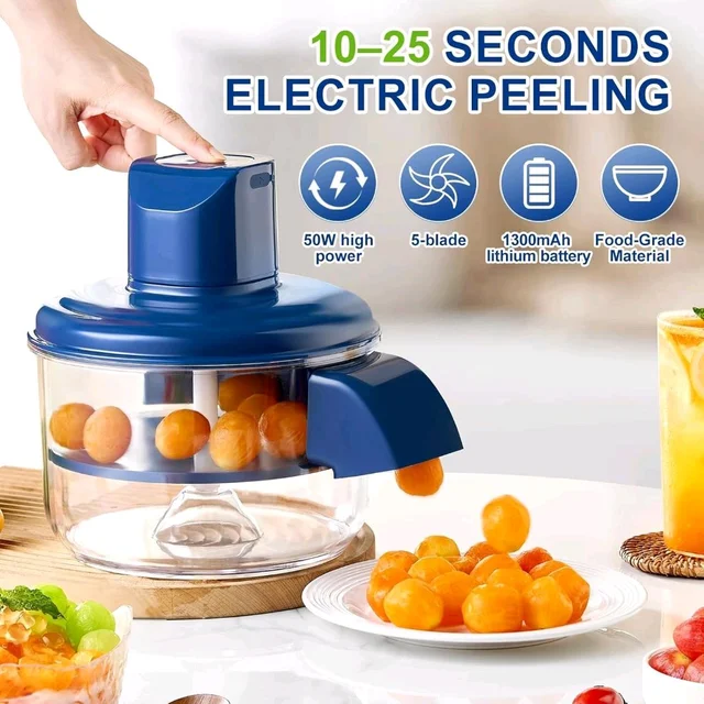 Electric Fruit & Vegetable Peeler Machine – 10–25s Fast Peeling | 5-Blade | Rechargeable, Automatic Peeling & Chopping