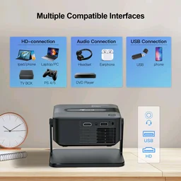 Mini Portable Projector 4K Support | HDMI Home Cinema Projector | Compact & Adjustable