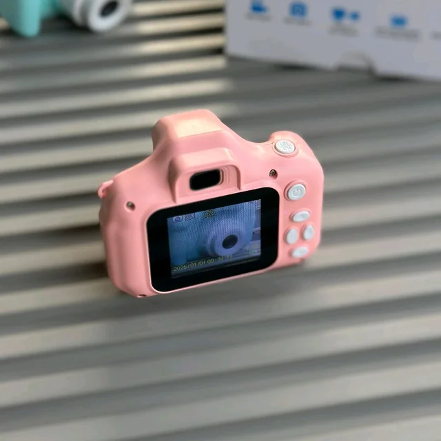 Kids Digital Camera with Screen – 1080P Photo & Video, Rechargeable, USB Cable, Cartoon Design – Perfect for Boys & Girls - Mint Blue