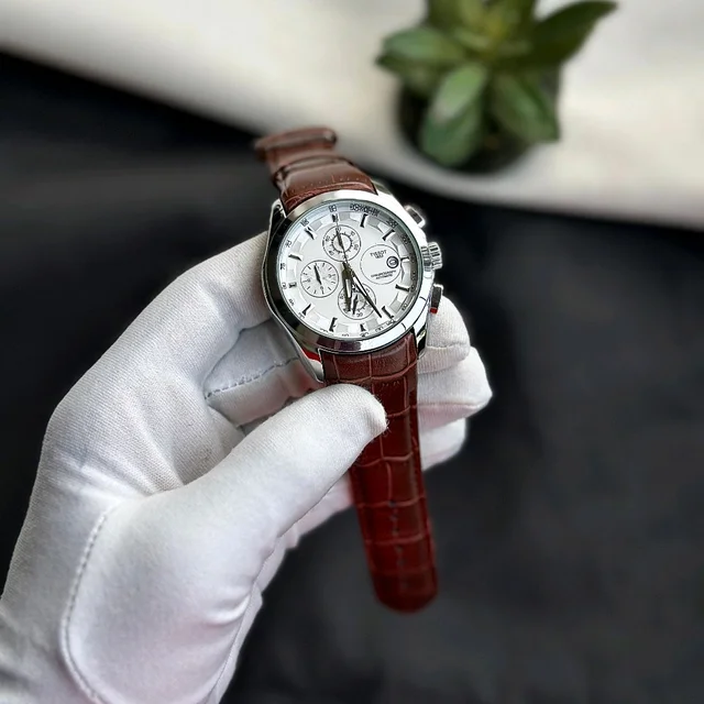Men’s Classic Analog Watch – Elegant Dial, Date Display – Formal & Casual Wear - White