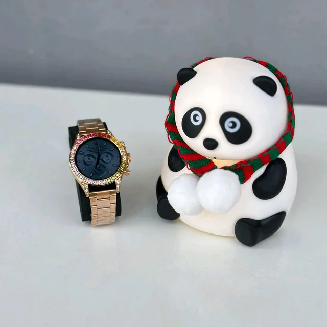 Smartwatch with Panda Silicone Night Lamp Combo for Home & Gifting | Stylish Metal Strap Watch + Cute LED Panda Night Light