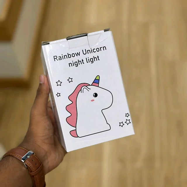 Smartwatch and Rainbow Unicorn Night Light Combo Set | Elegant Smart Watch with Pink Strap & Metal Chain + Soft Silicone Unicorn LED Night Lamp for Kids & Gifts