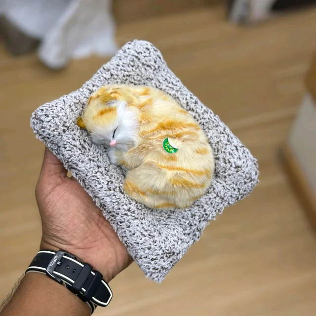 Sleeping Cat Car Dashboard Toy – Cute Plush Showpiece with Soft Faux Fur, Realistic Design & Perfect for Car, Home, Office, and Gifting - model1