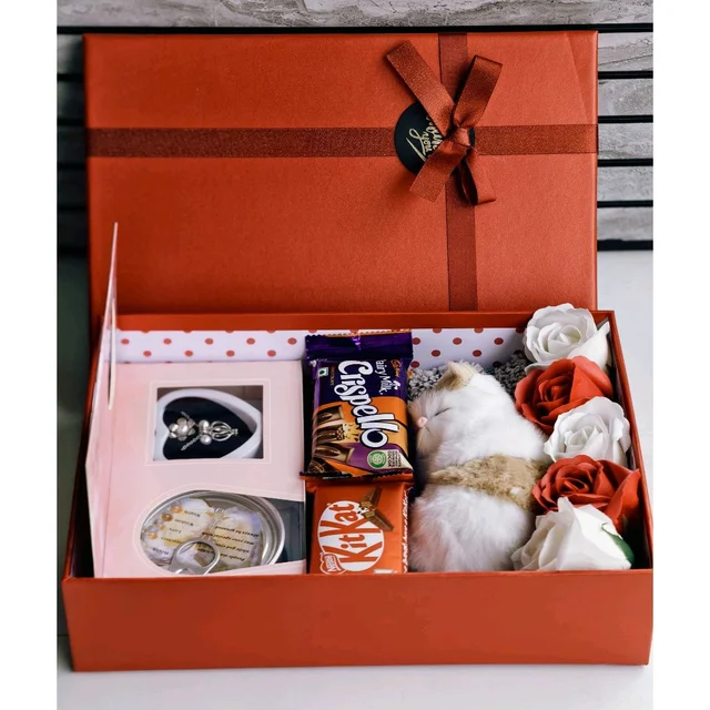 Best Romantic Gift Hamper Combo Box with Chocolates, Soft Toy & Flowers for Birthday, Anniversary & Valentine’s Day