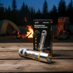 Yesnice YES-666 Multifunctional Camping Flashlight - Rechargeable LED Emergency Flashlight – Bright Flash Light with Magnetic Base, Zoomable Torch Light for Long Distance