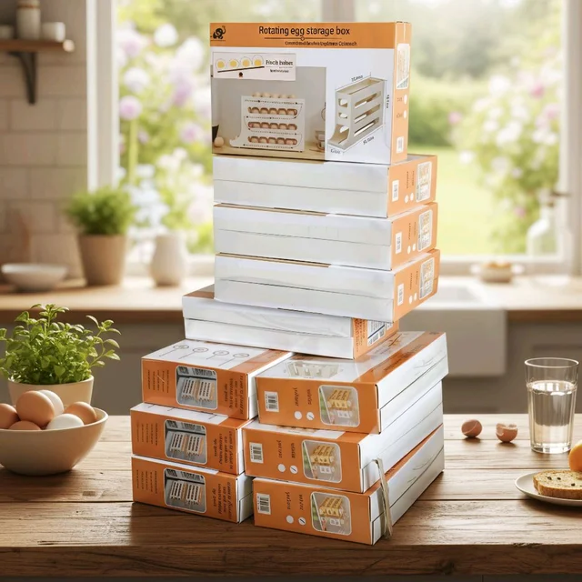 Rotating Egg Storage Box for Refrigerator | 3 Layer Rolling Egg Holder Organizer